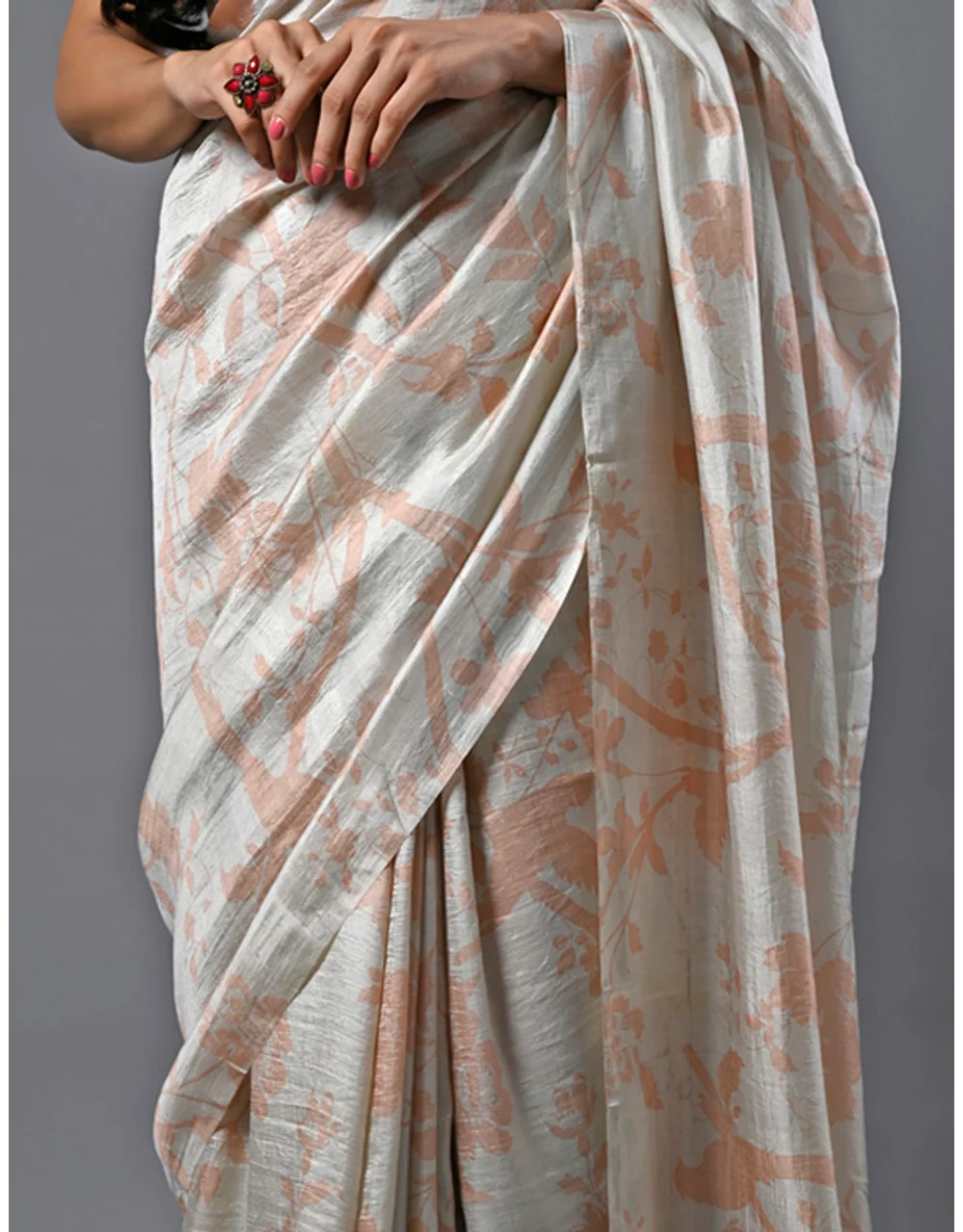 Grey Marble Mist Digital Print Saree - View 3