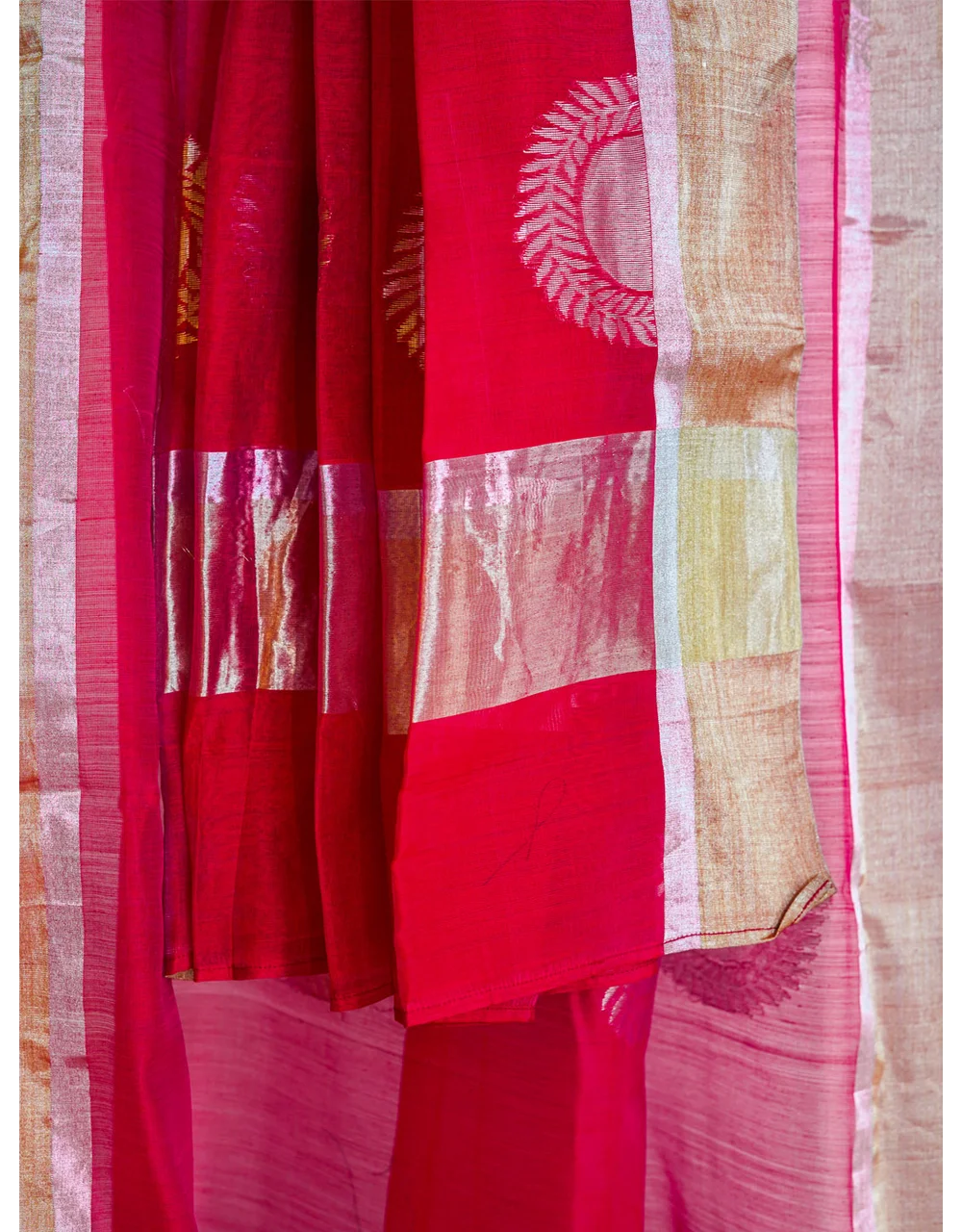 Dark Red With Golden Brown Border Banarasi Silk Saree - View 3