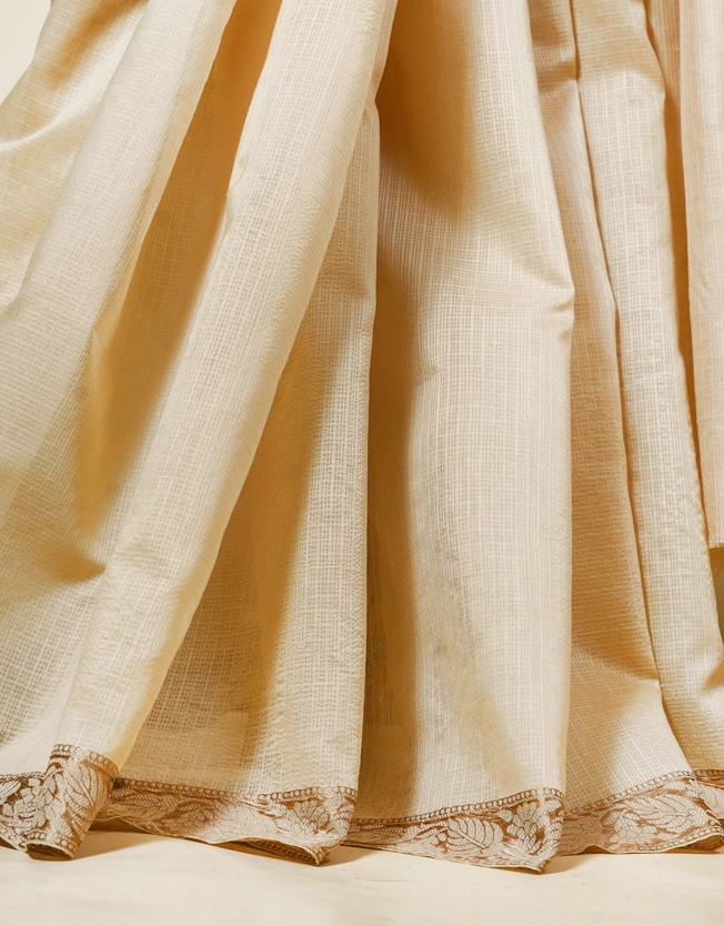 Beige Cotton Semi Silk Bhagalpur Saree - View 5