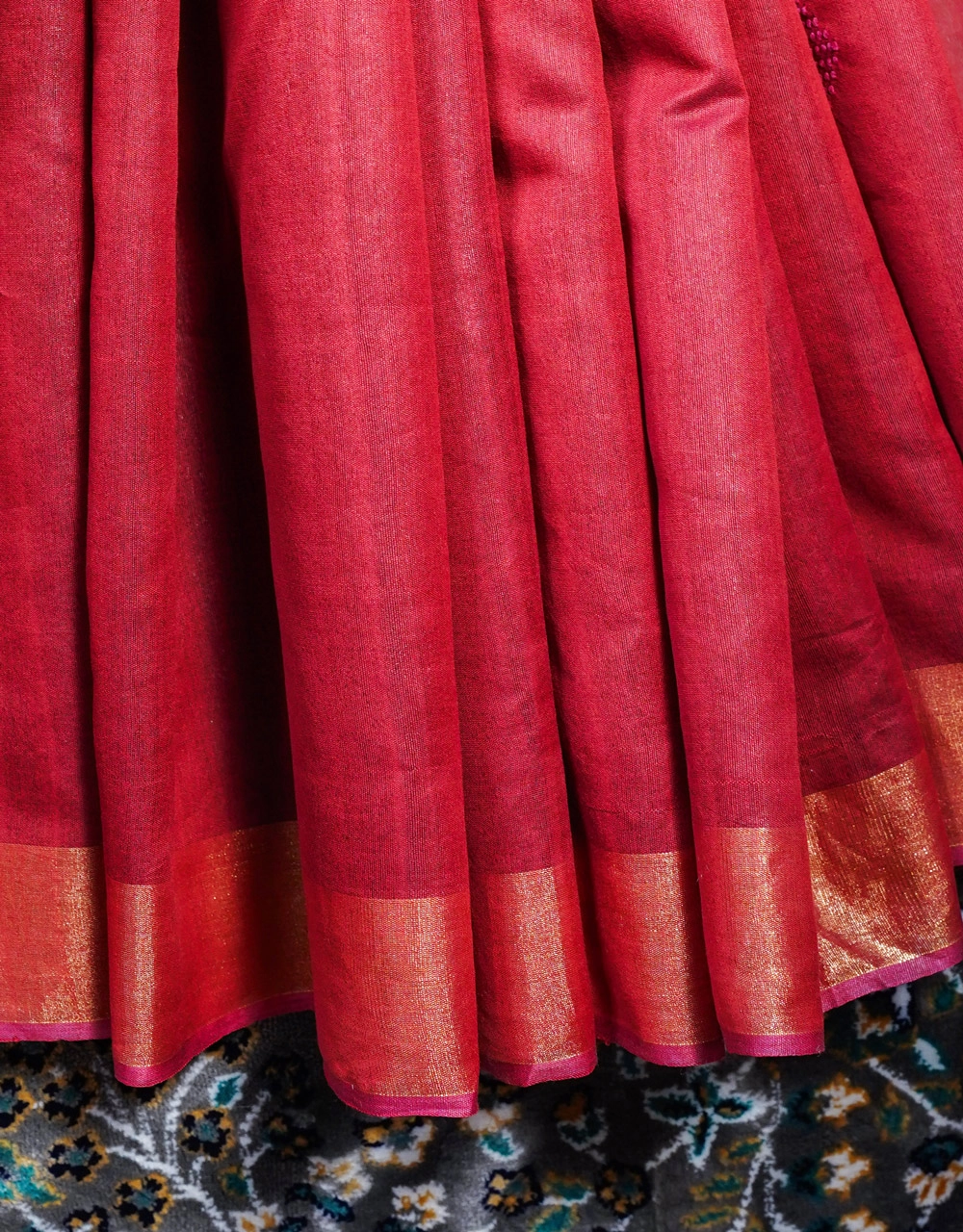 Light Red And Copper Masterise Ghicha Silk Saree - View 5