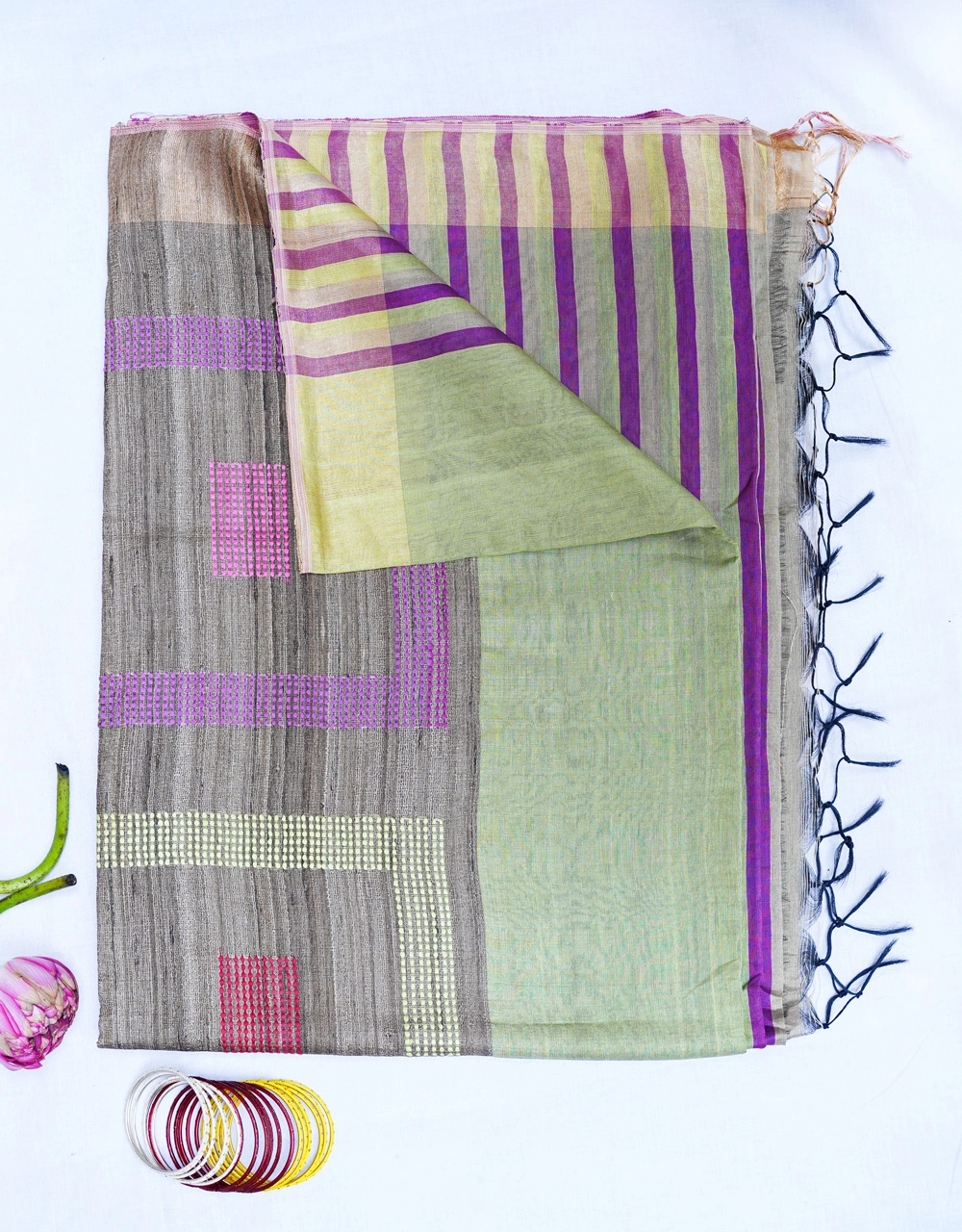 Hovered view of Blue Masterise Ghicha Silk Sare