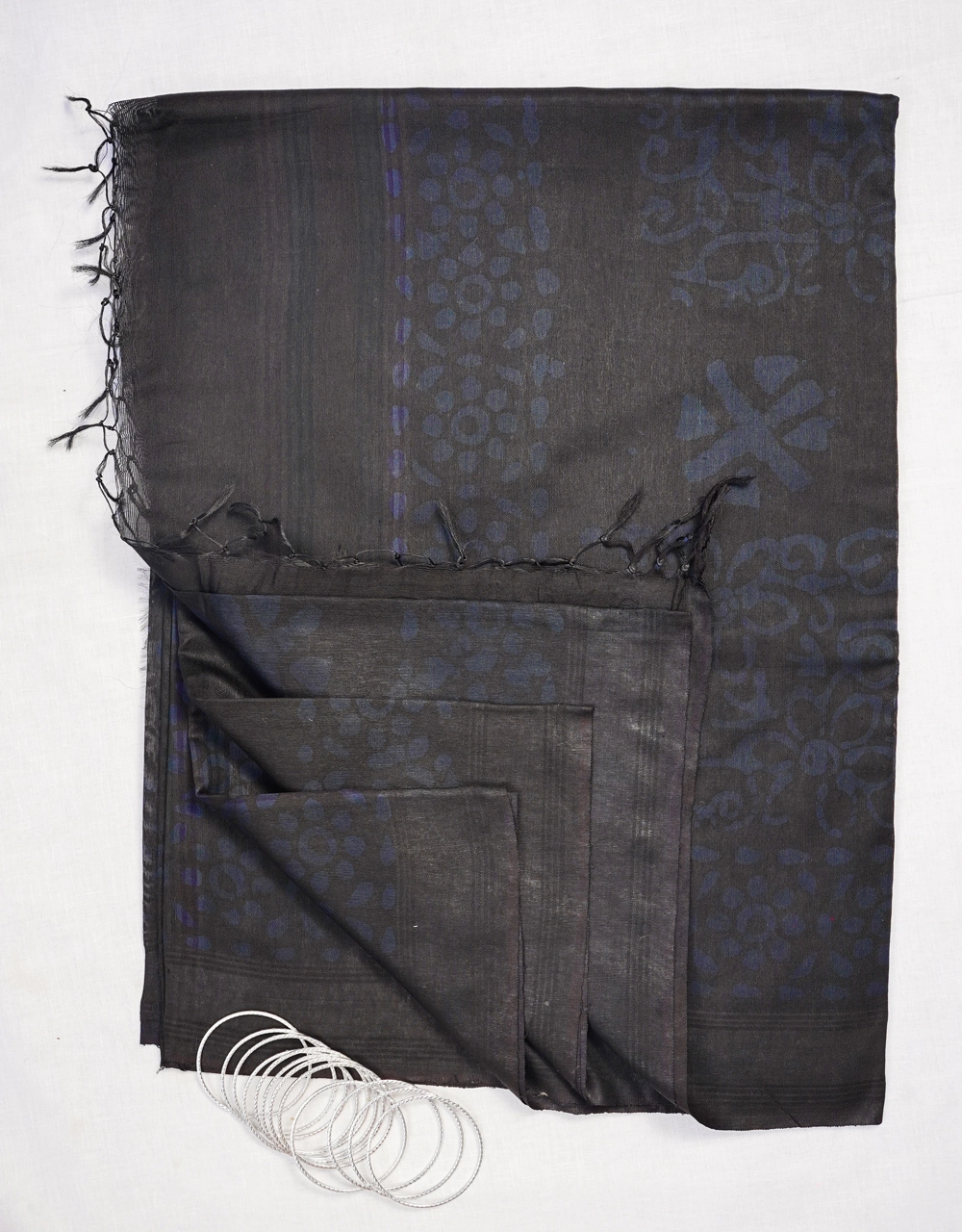 Black Bhagalpur Ghicha Silk Saree - View 3