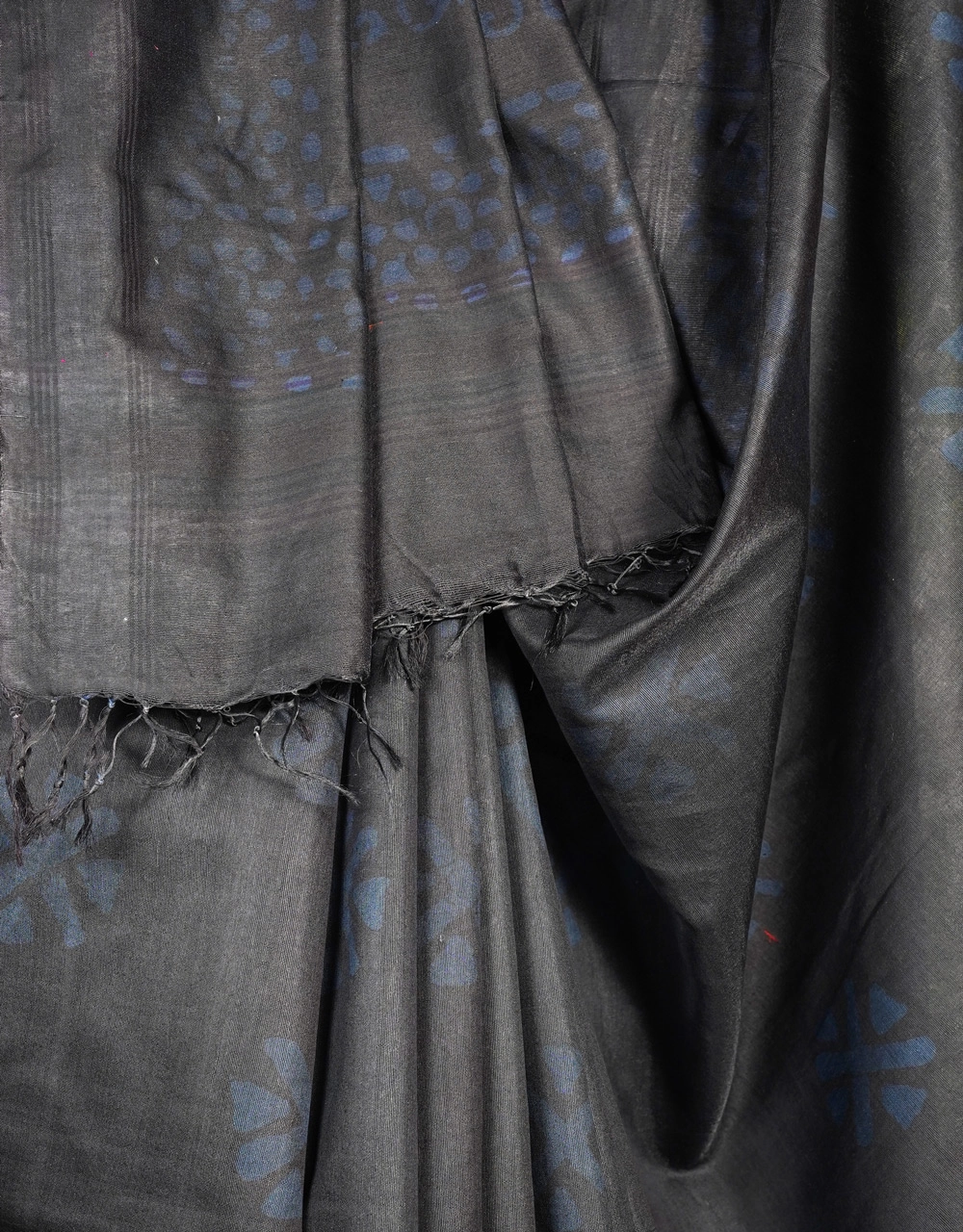 Black Bhagalpur Ghicha Silk Saree - View 4