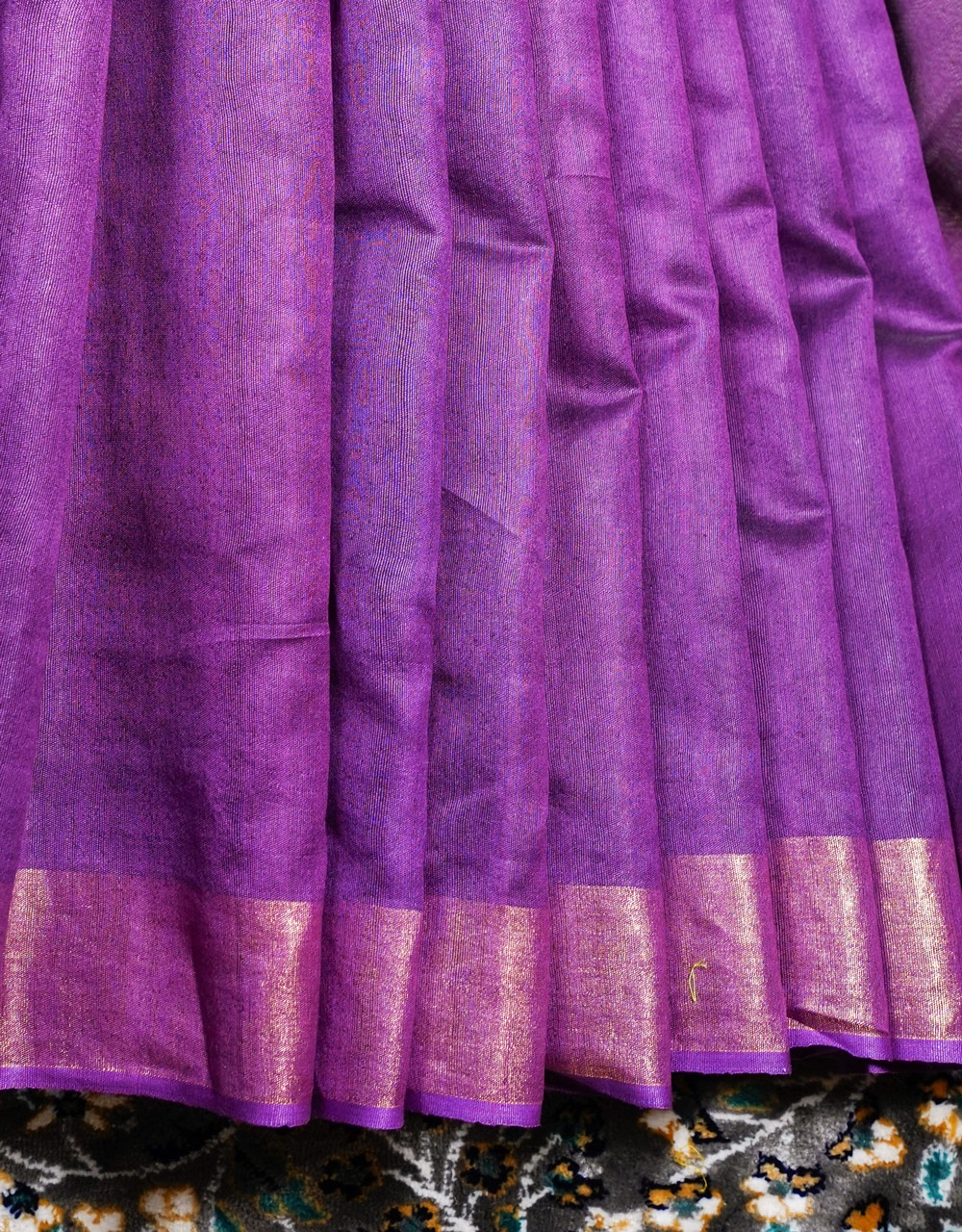 Purple With Contrast Pallu Handwoven Ghicha Silk Saree - View 4