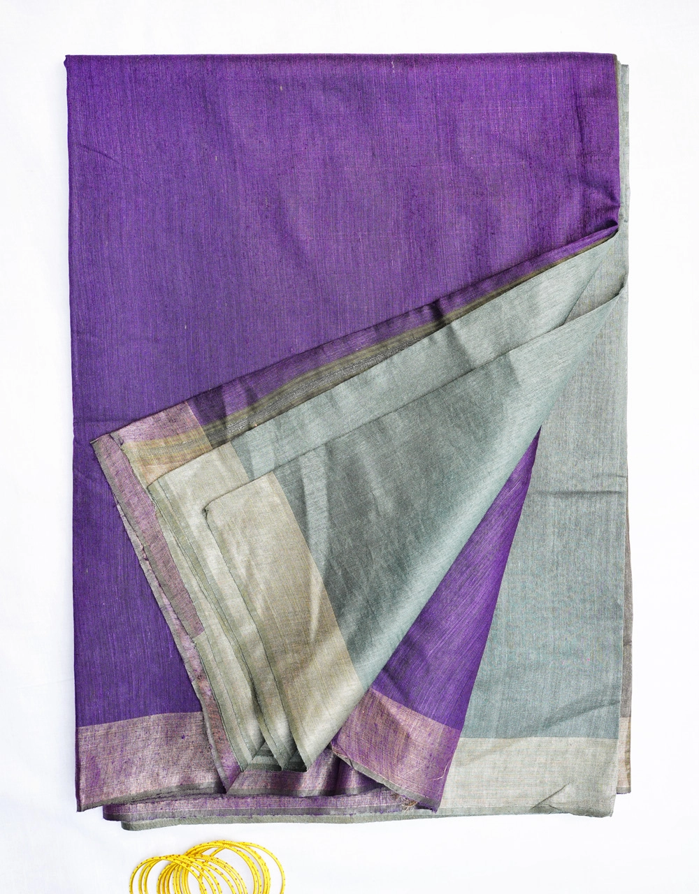 Grey Dual Tone With Contrast Pallu Ghicha Silk Saree