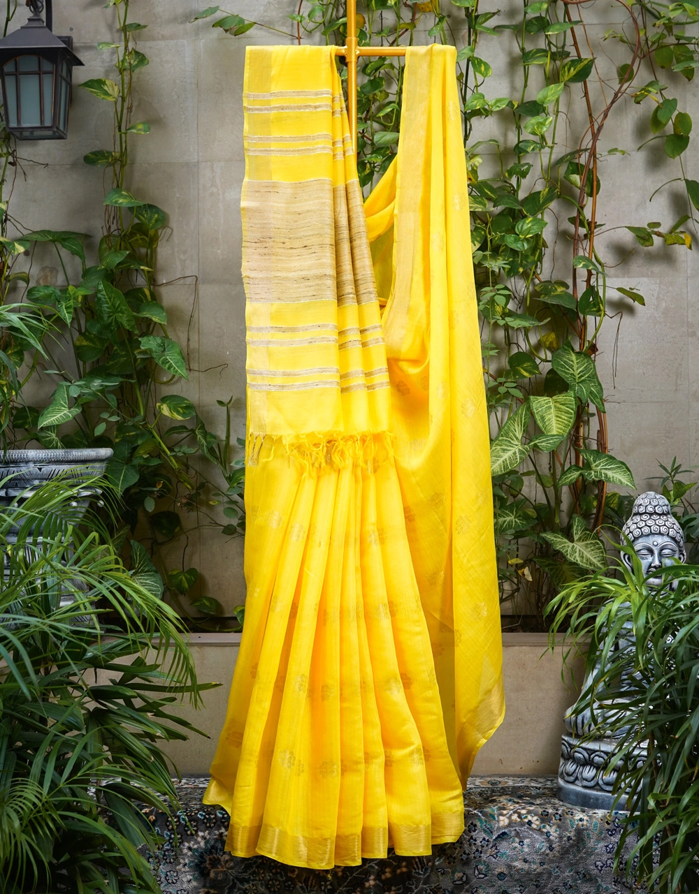 Yellow Mulberry Katiya Muga Silk Handloom Saree
