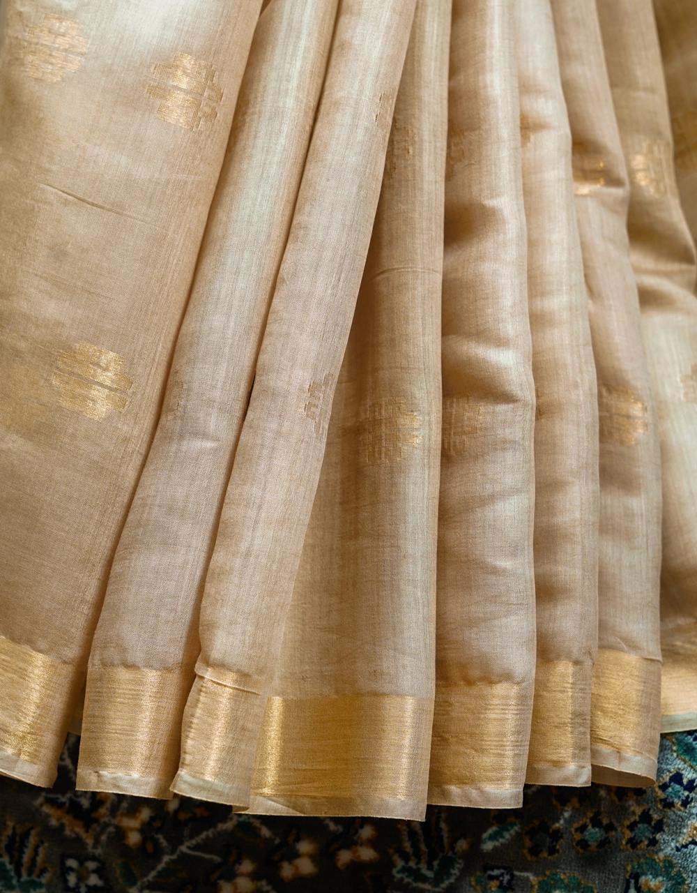 Beige Mulberry Katiya Modal Silk Handloom Saree - View 5