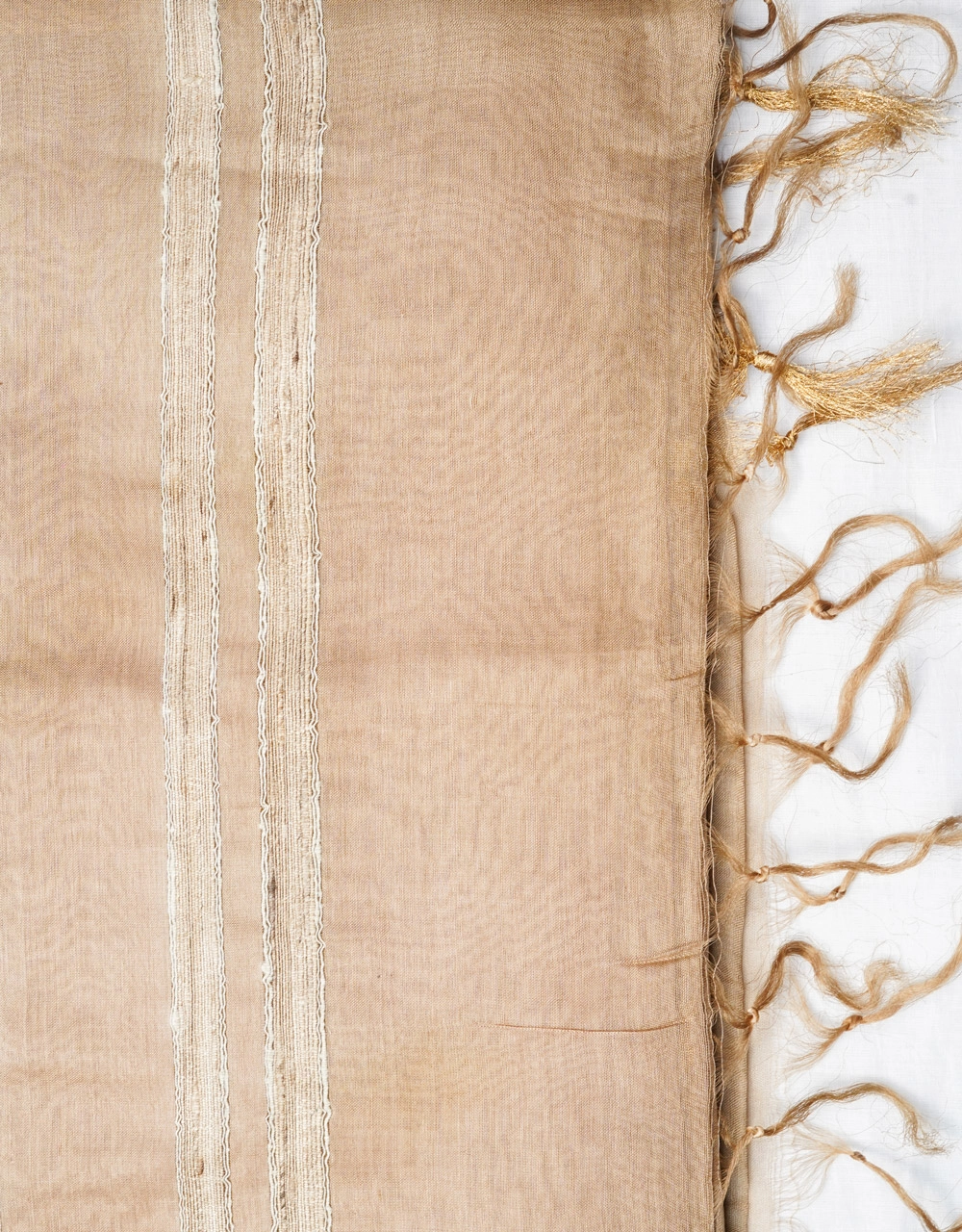 Beige Mulberry Katiya Modal Silk Handloom Saree - View 3