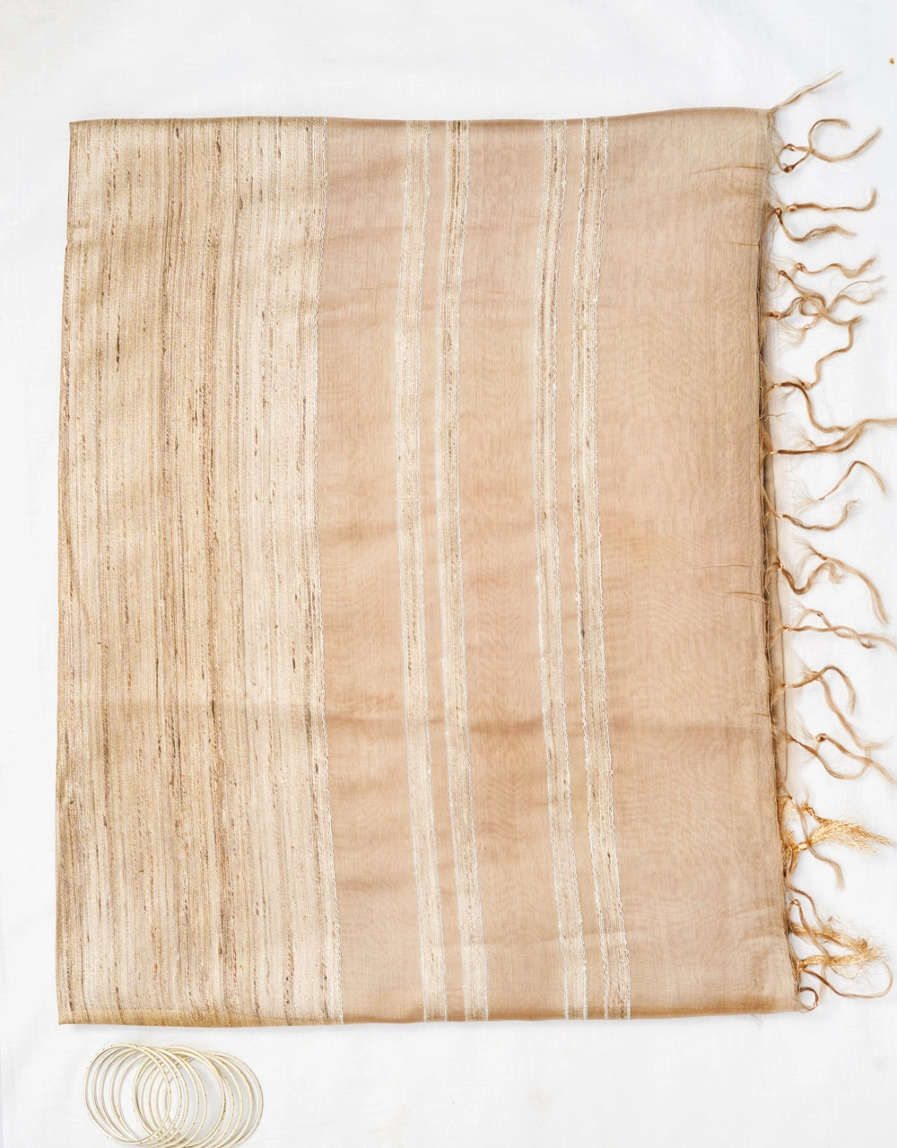 Hovered image of Beige Mulberry Katiya Modal Silk Handloom Saree