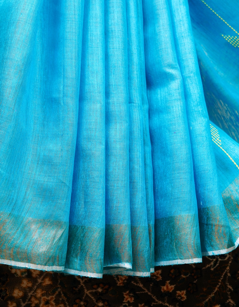Blue Mulberry Munga Silk Spun Handloom Saree - View 5