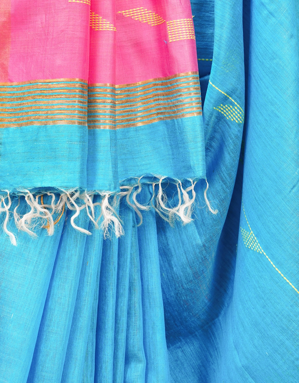 Blue Mulberry Munga Silk Spun Handloom Saree - View 4