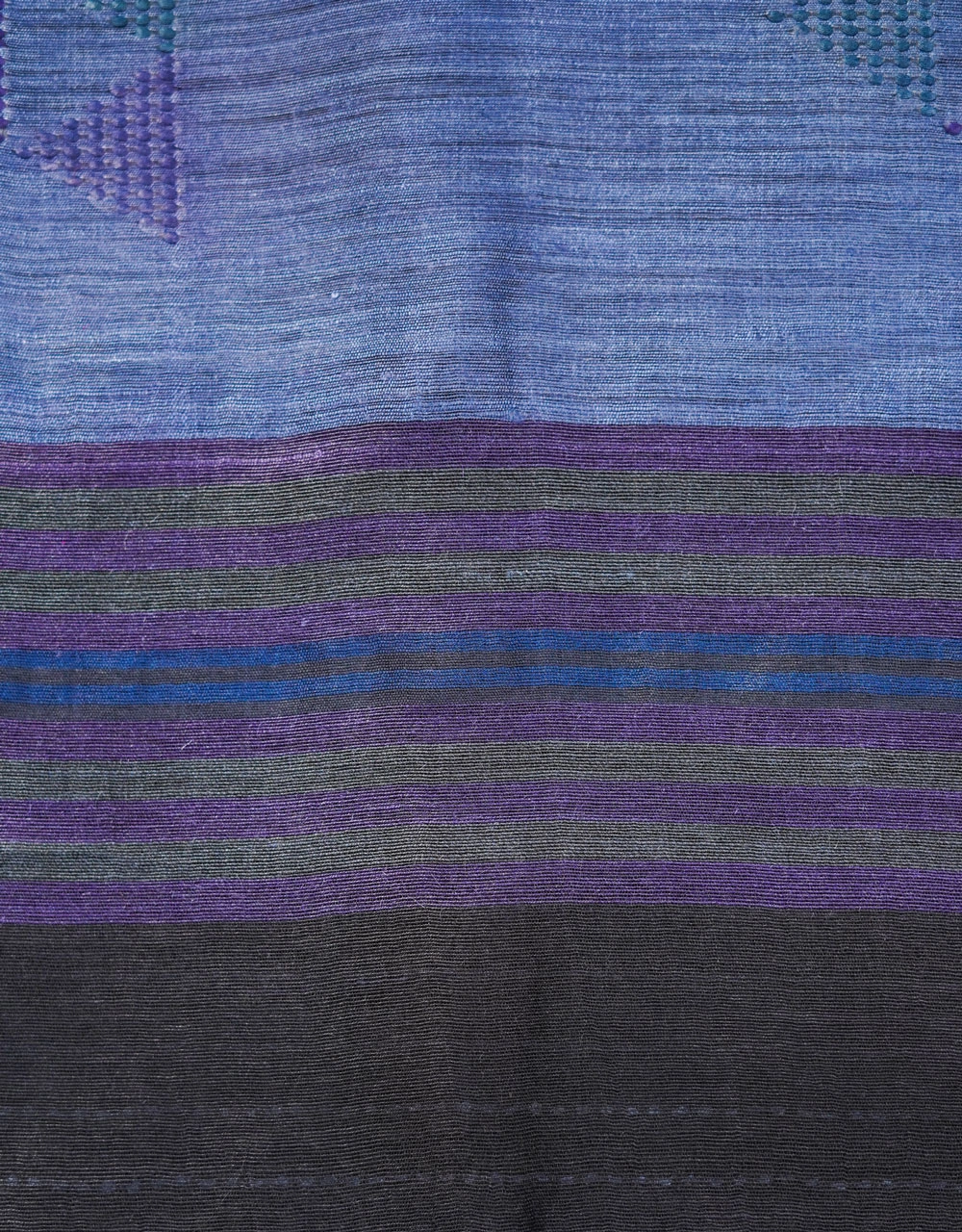 Black And Blue Pallu Mulberry Munga Silk Spun Handloom Saree - View 3