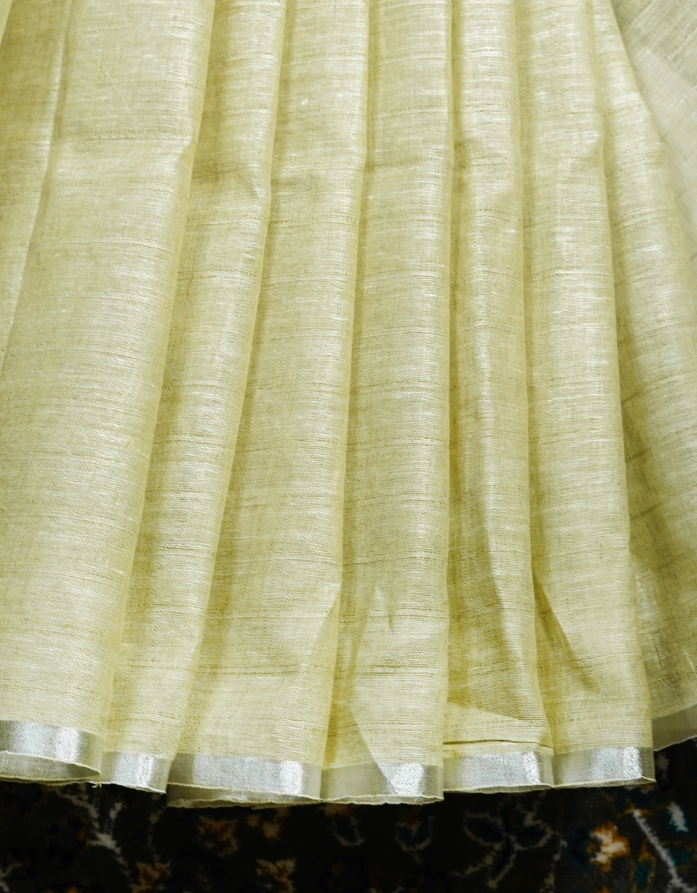 Pink Dusty Rose Body With Blush Striped Pallu Linen Saree - View 5