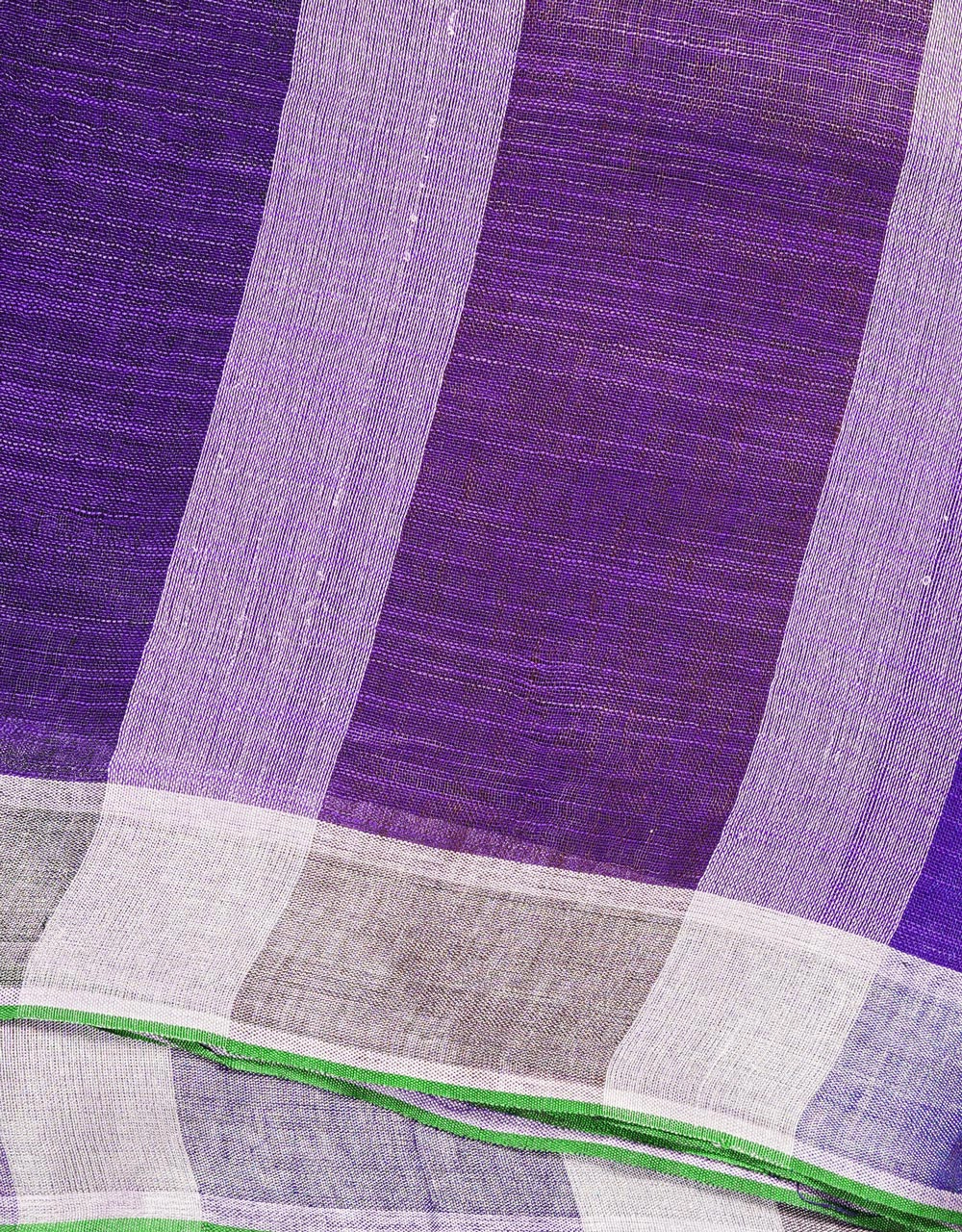 Blue With Aqua Blue Pallu Pure Handloom Linen Saree - View 3