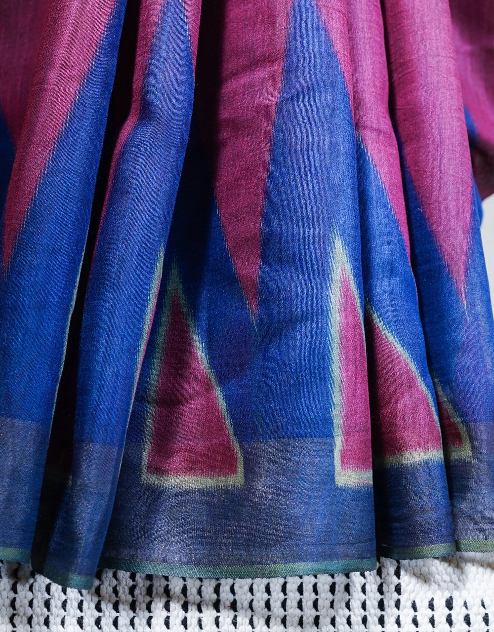Blue Midnight Prism Bhagalpuri Cotton Silk Saree - View 5