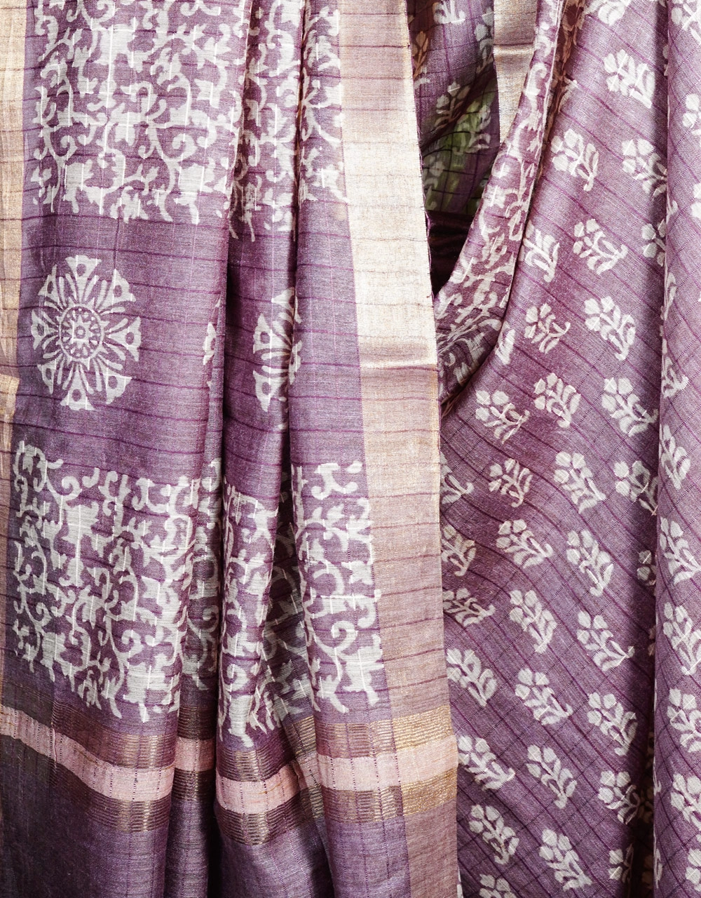 Purple Plum Bhagalpuri Cotton Silk Saree - View 5