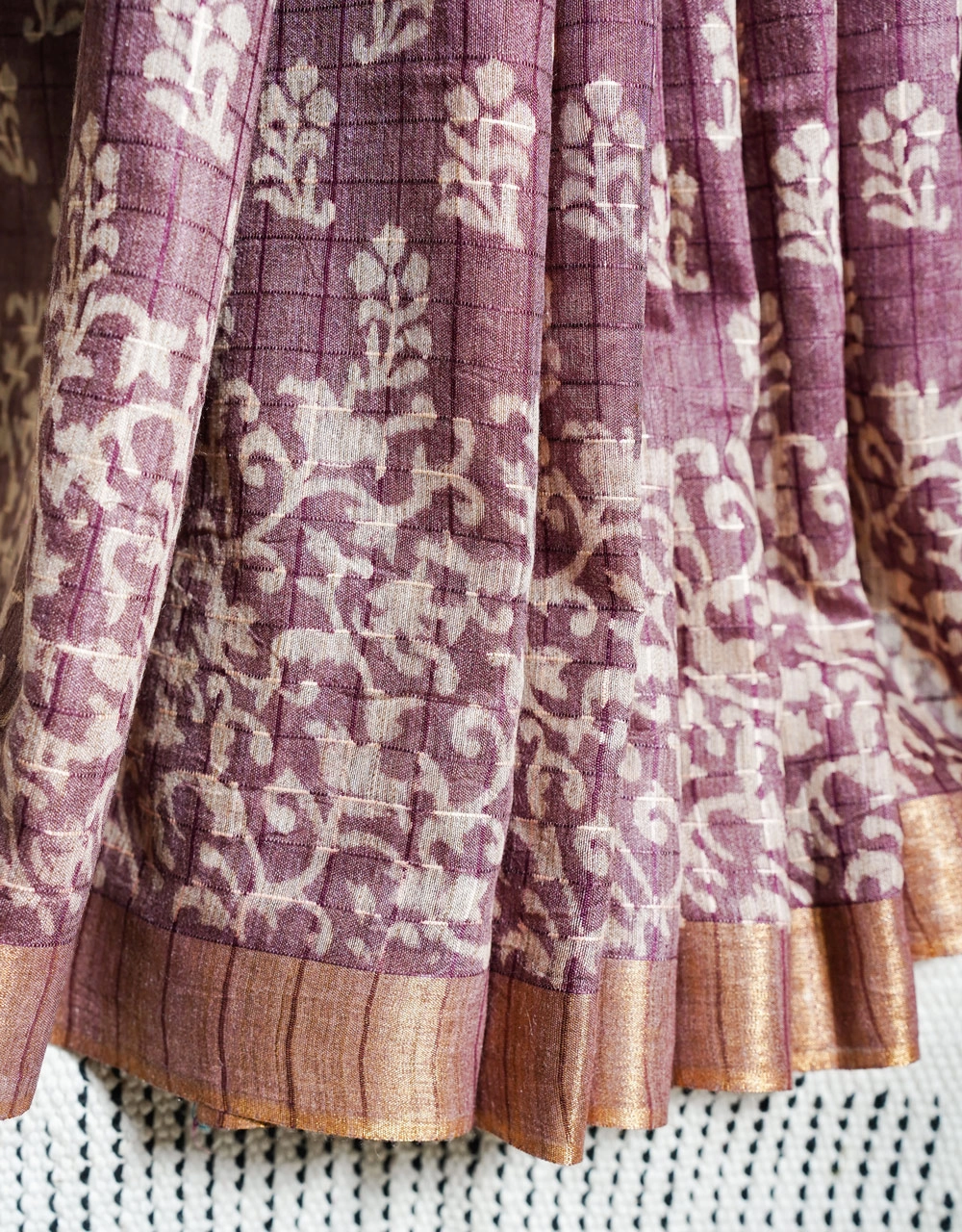 Purple Plum Bhagalpuri Cotton Silk Saree - View 4