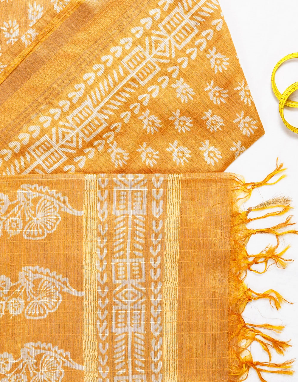 Orange Bhagalpuri Printed Cotton Silk Saree - View 3