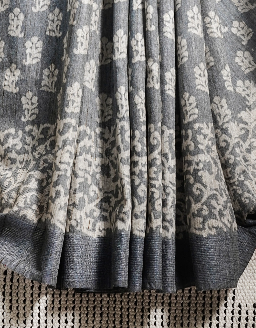 Grey And  Indigo Bhagalpuri Printed Cotton Silk Saree - View 3