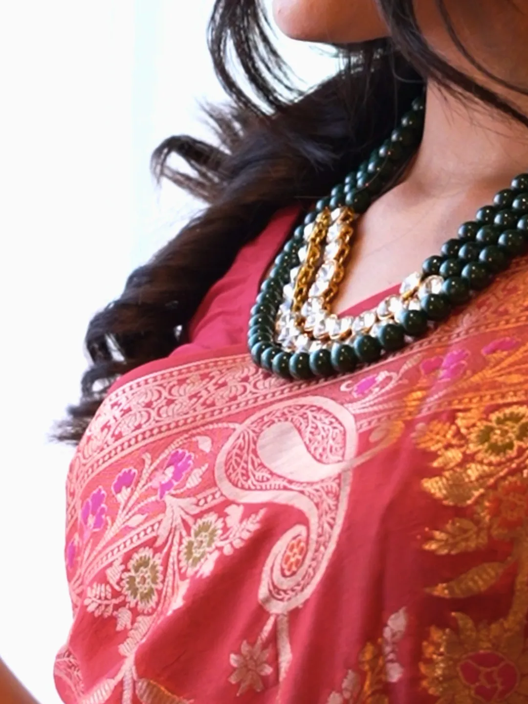 Red Radiant Dupion Silk Banarasi Saree front view