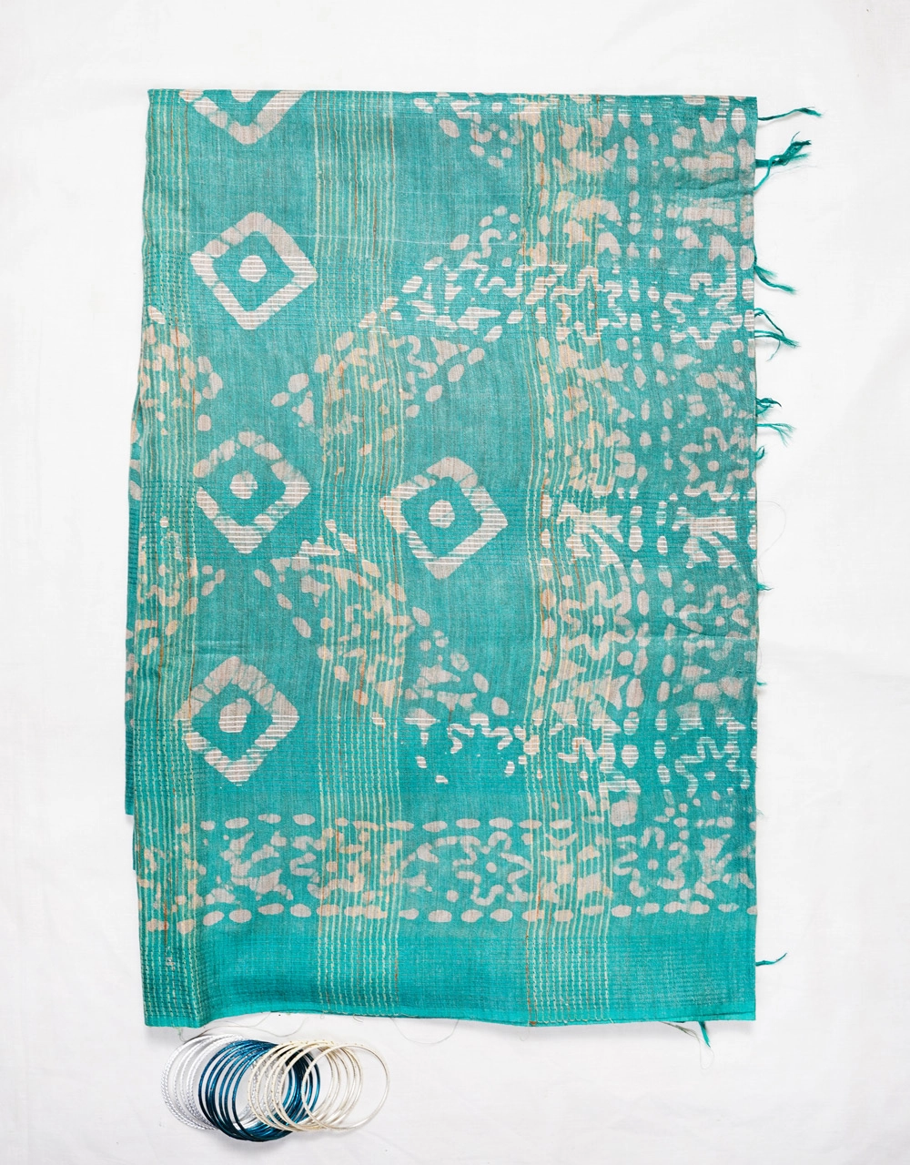 Hovered view of Maroon And Aqua Bhagalpuri Cotton Silk Saree