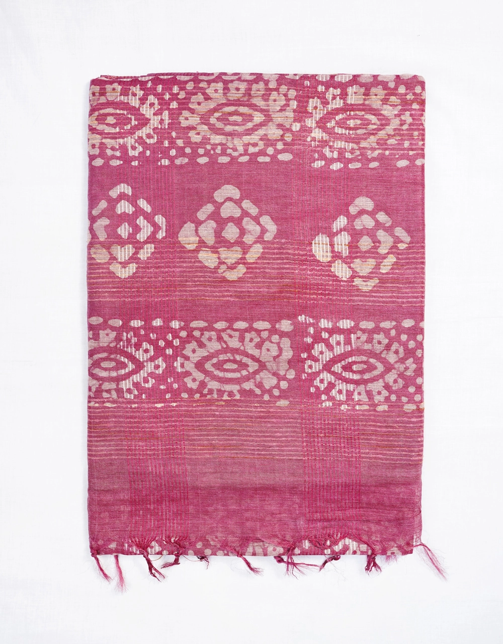 Green And Rani Pink Ikat Cotton Silk Saree