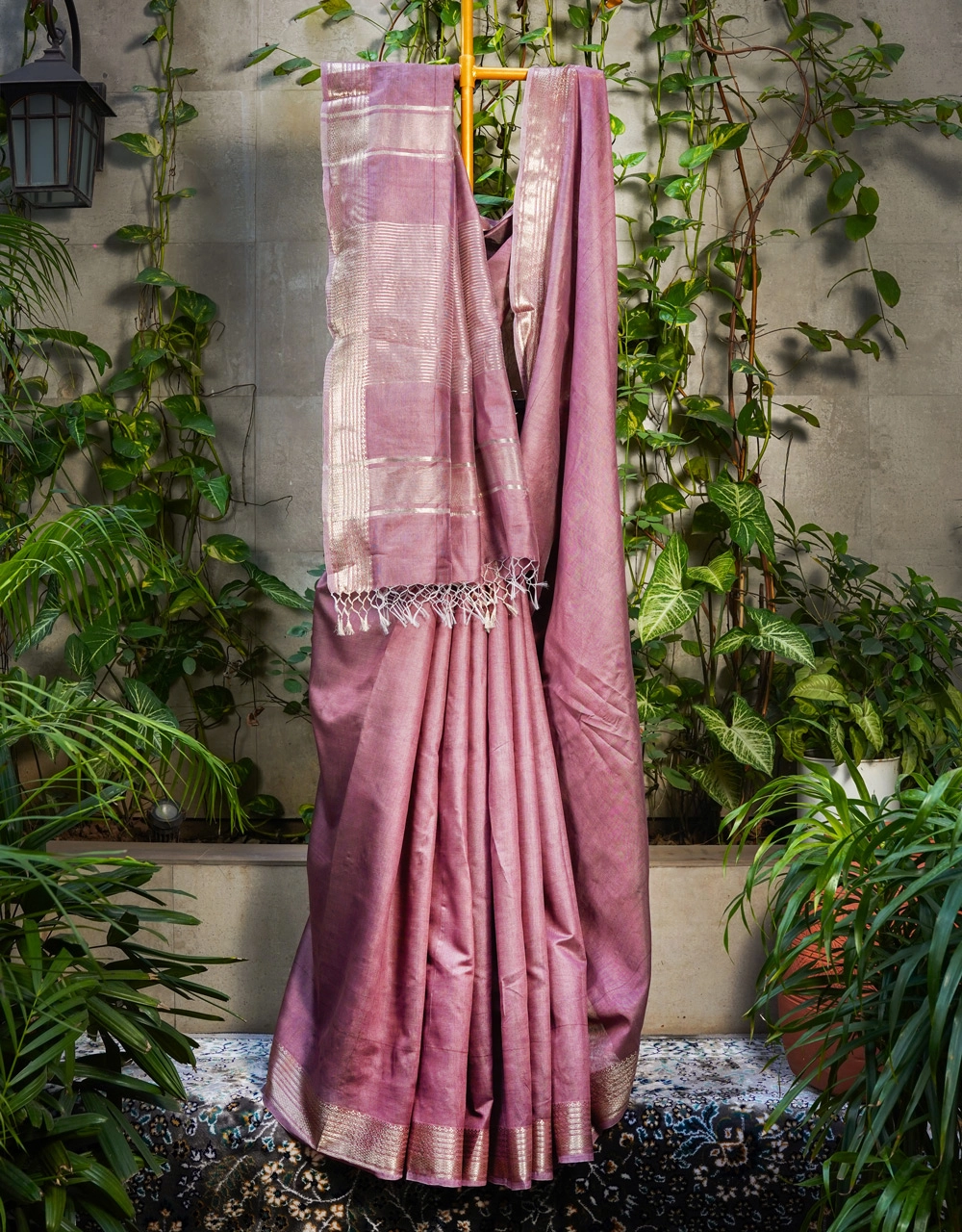 Pink Rose Handwoven Bhagalpur Cotton Silk Saree
