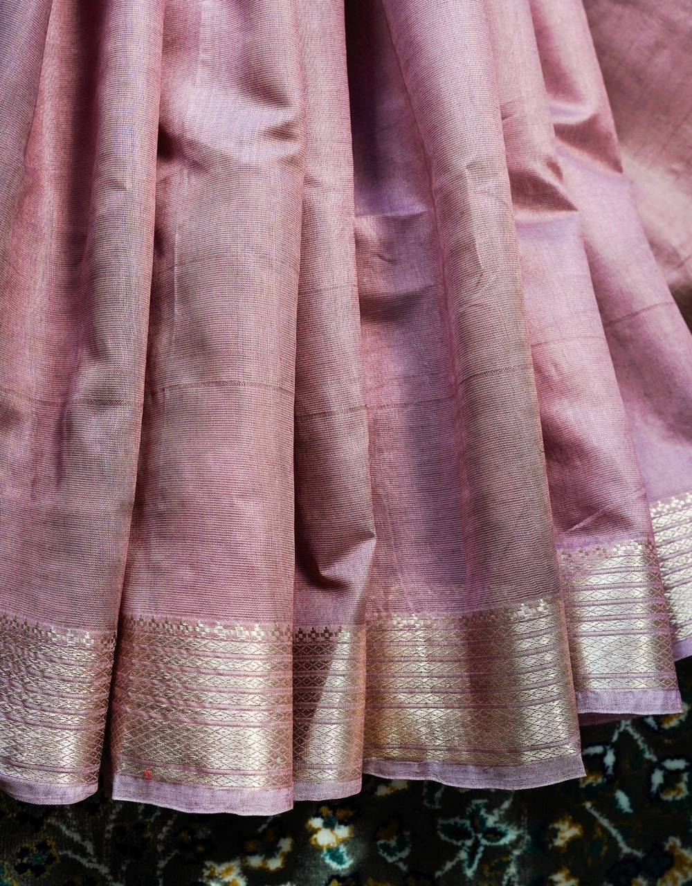 Pink Rose Handwoven Bhagalpur Cotton Silk Saree - View 5