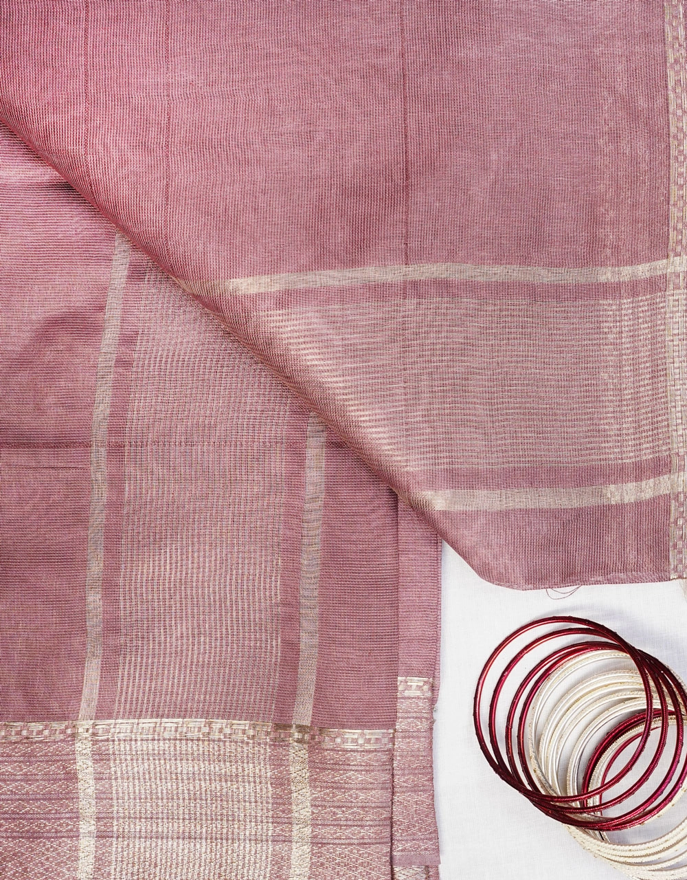 Pink Rose Handwoven Bhagalpur Cotton Silk Saree - View 3