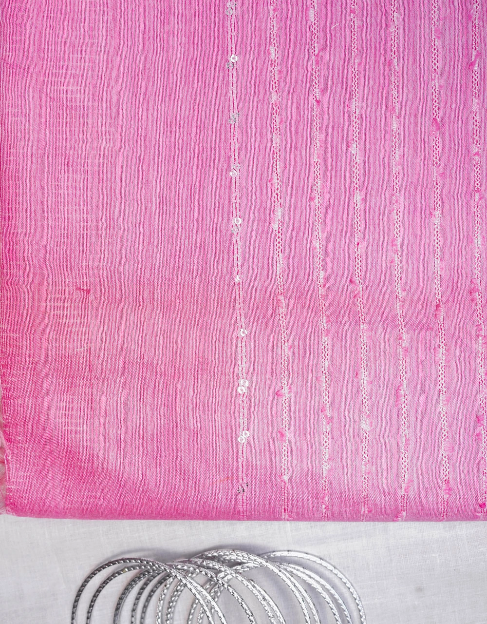 Pink Cotton Silk Saree  With Geometric Motifs - View 3