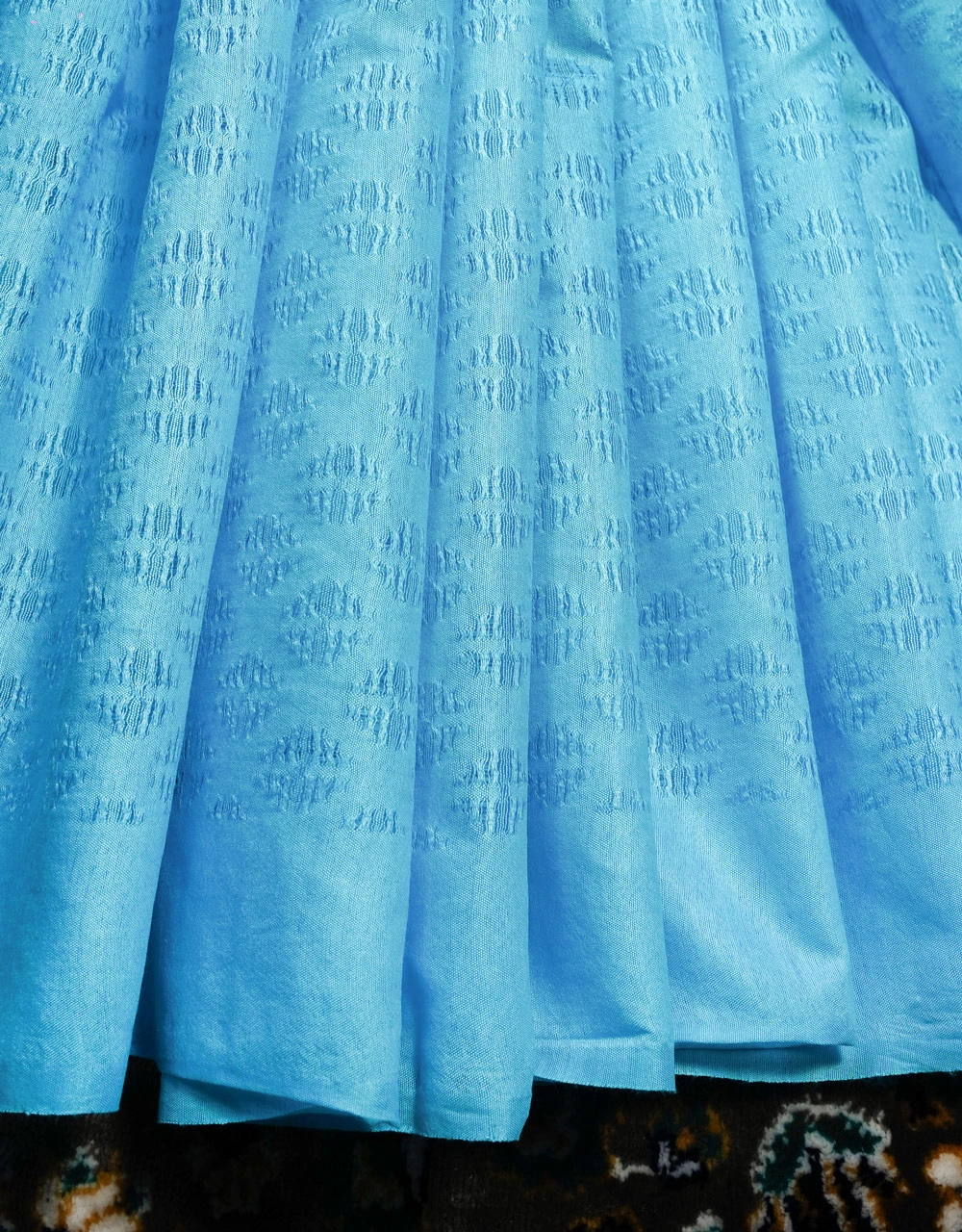 Light Blue Cotton Silk Bhagalpur Saree With Silver Sequin Pallu Ad Jacquard Body - View 5