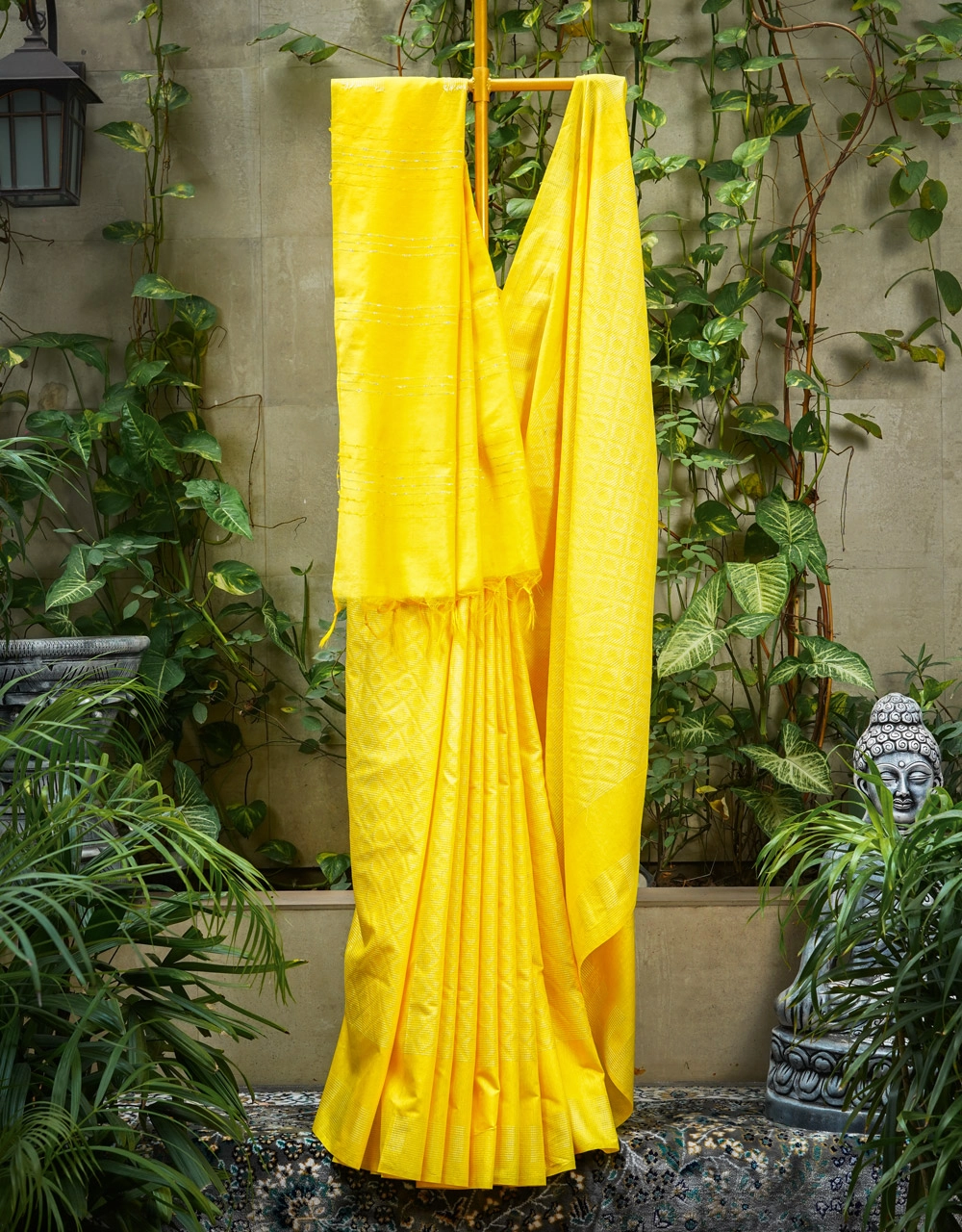 Dark Yellow Cotton Silk Saree