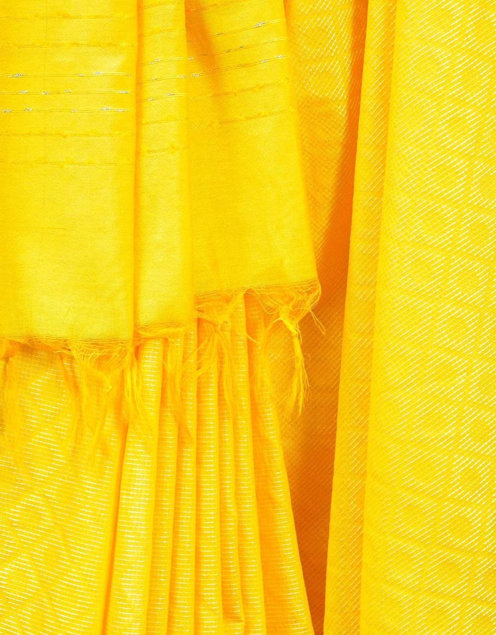 Dark Yellow Cotton Silk Saree - View 4