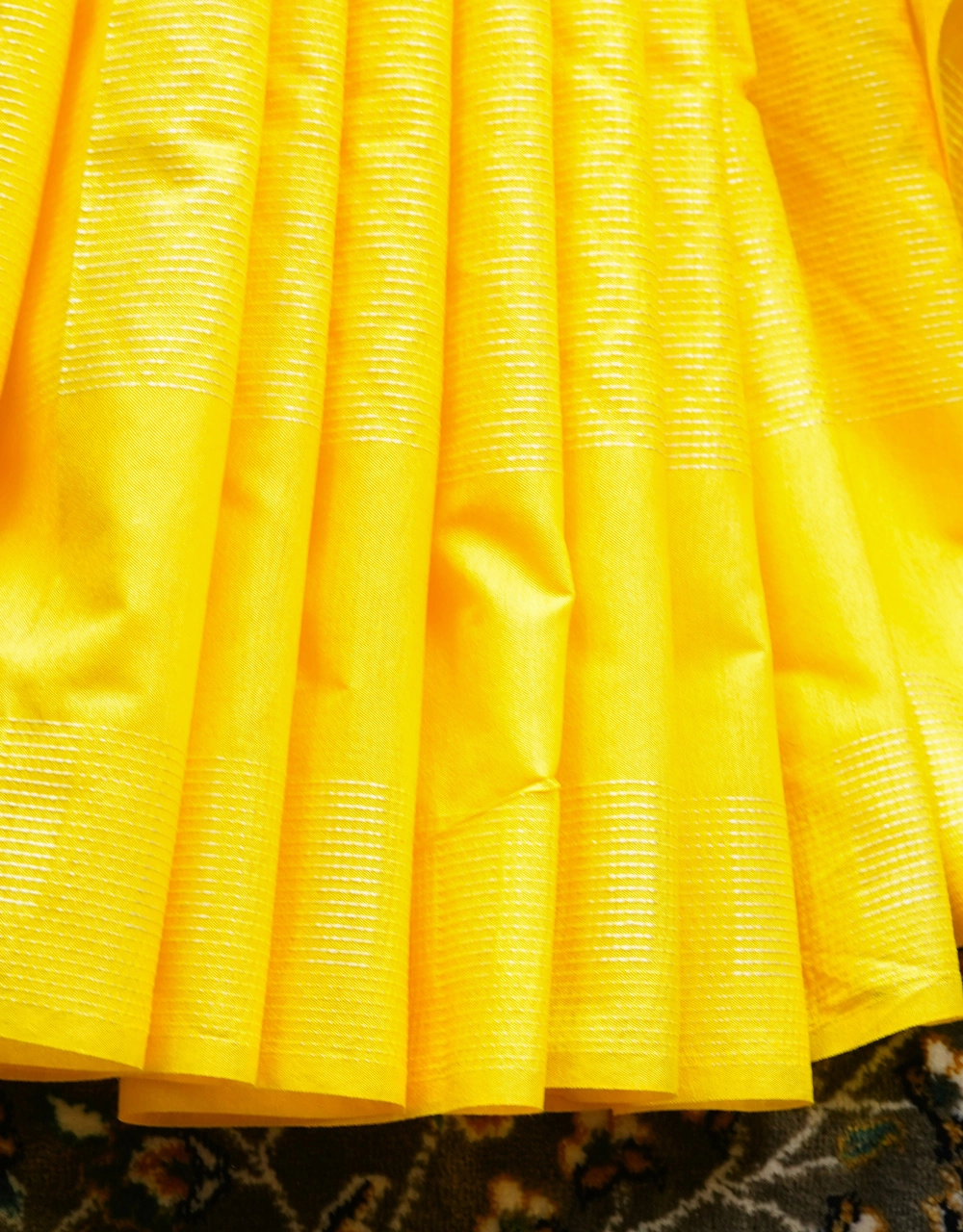 Dark Yellow Cotton Silk Saree - View 5