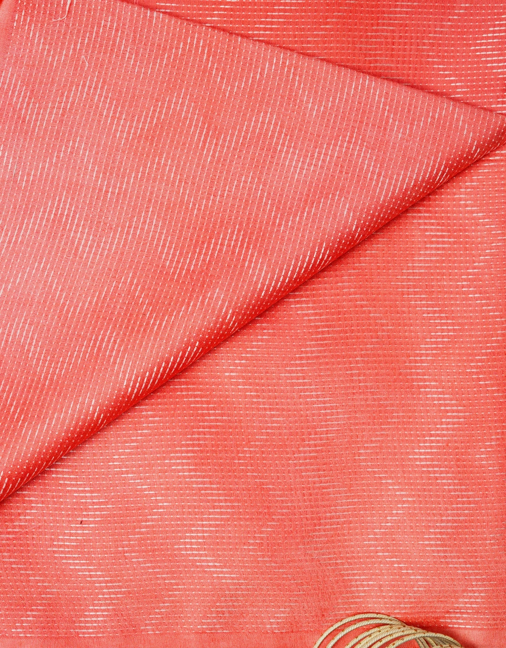 Coral Peach Tone Pure Cotton Silk Saree - View 3