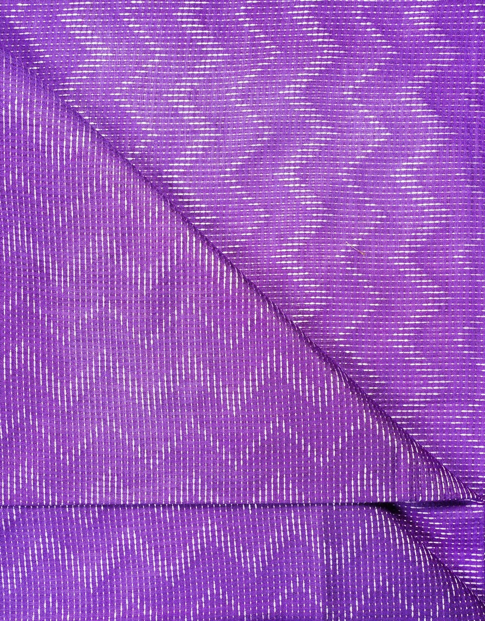 Purple Cotton Silk Saree With Silver Zari Stripes - View 3