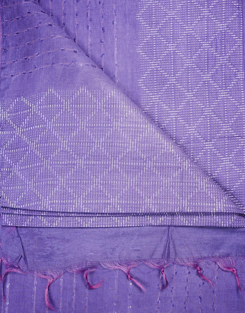 Blue Blue Smoky Cotton Silk Saree With Subtle Zari Stripes - View 3