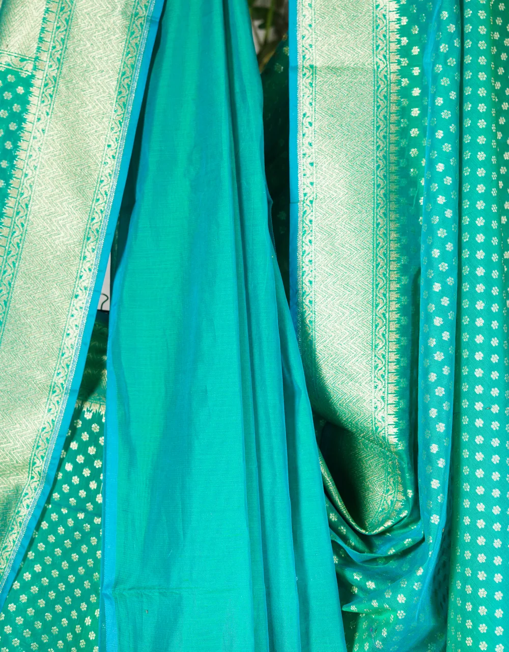 Green Jamdani Cotton Silk Saree - View 4