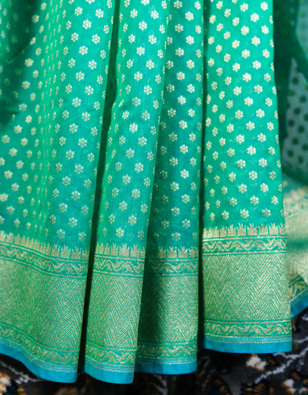 Green Jamdani Cotton Silk Saree - View 3