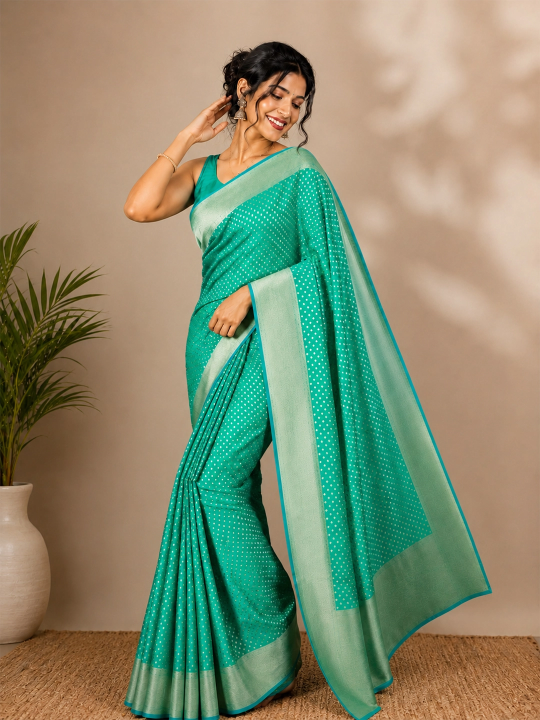 Green Jamdani Cotton Silk Saree