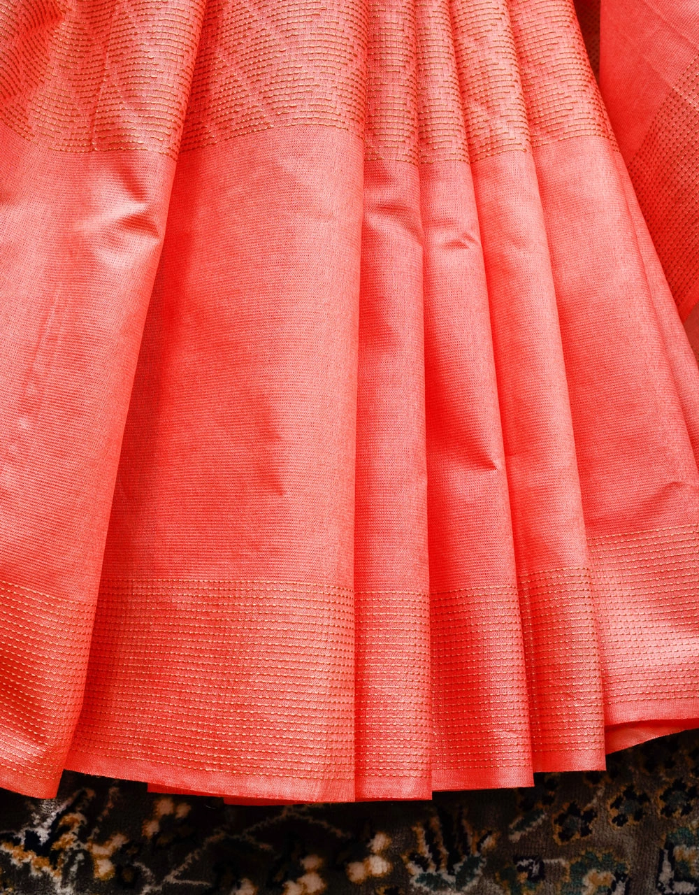 Peach Orange Cotton Silk Saree - View 5