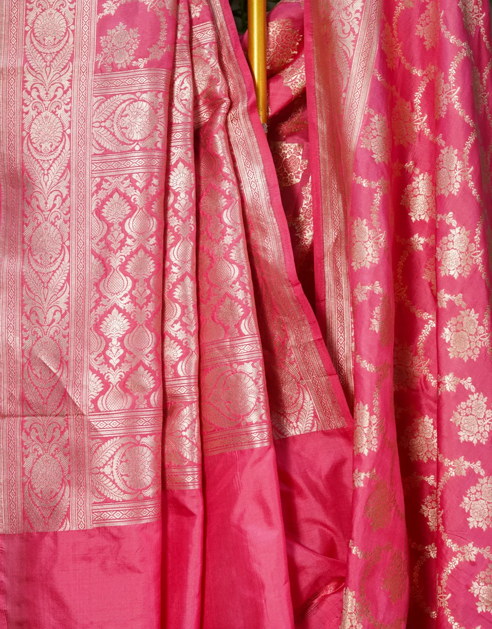 Pink Rose Pink Pure Silk Banarasi Katan Saree - View 3