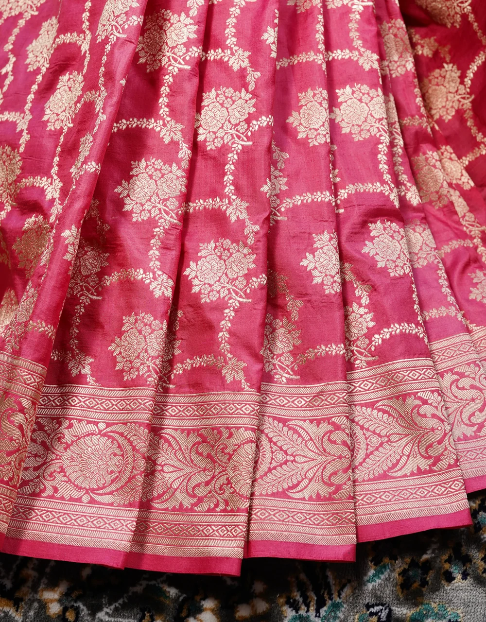 Pink Rose Pink Pure Silk Banarasi Katan Saree - View 4