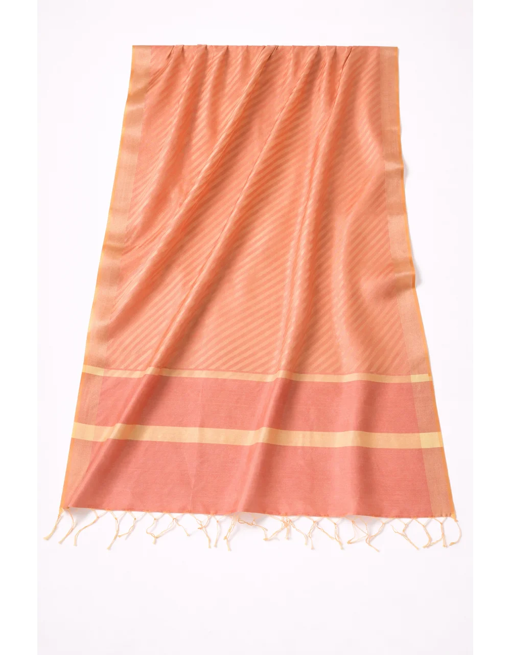 Pink Poly Chanderi Stripe Dupatta With Zari Border - View 3