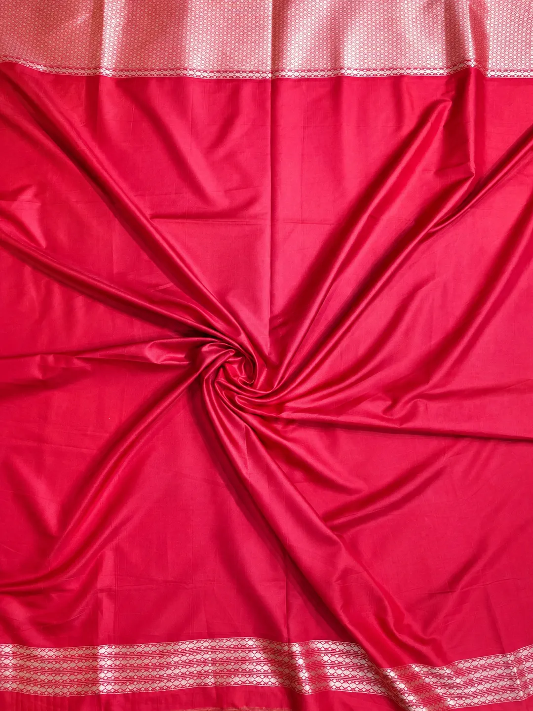 Red Crimson Banarasi Semi Silk Saree front view