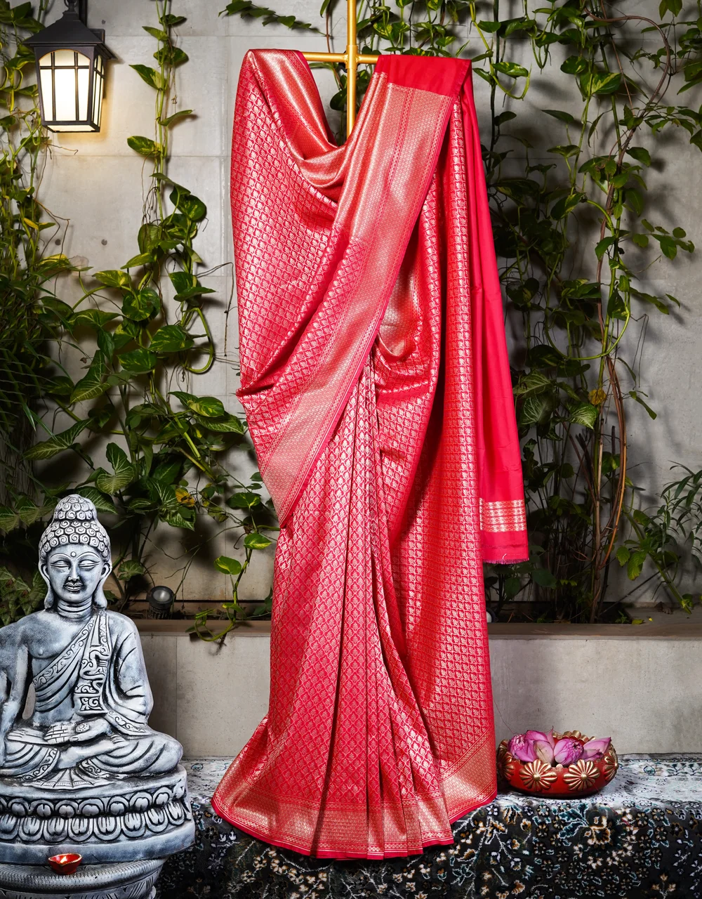 red-crimson-banarasi-semi-silk-saree