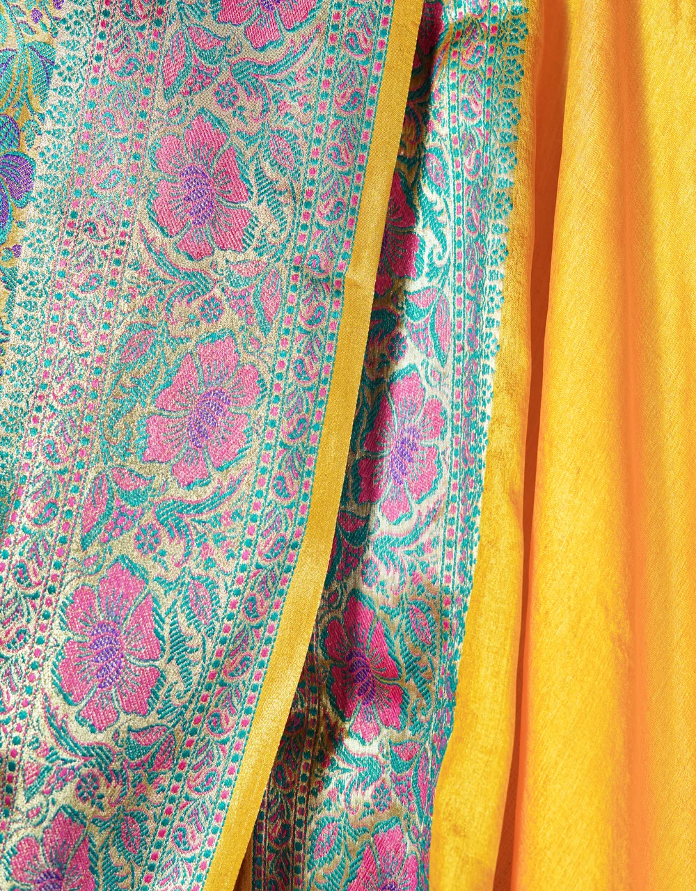 Yellow Marigold Pure Tussar Banarasi Saree - View 4