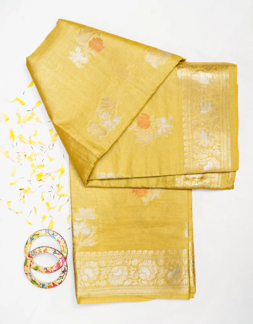 mustard-golden-pure-handwoven-tussar-banarasi-saree