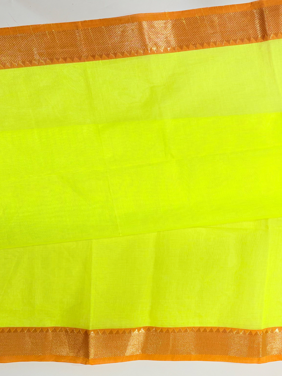Orange Handwoven Mangalgiri Pure Cotton Saree With Faux Golden Zari On Border - View 6