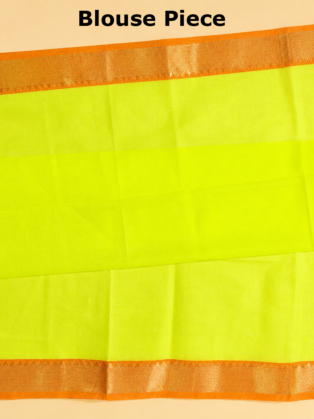 Orange Handwoven Mangalgiri Pure Cotton Saree With Faux Golden Zari On Border front view